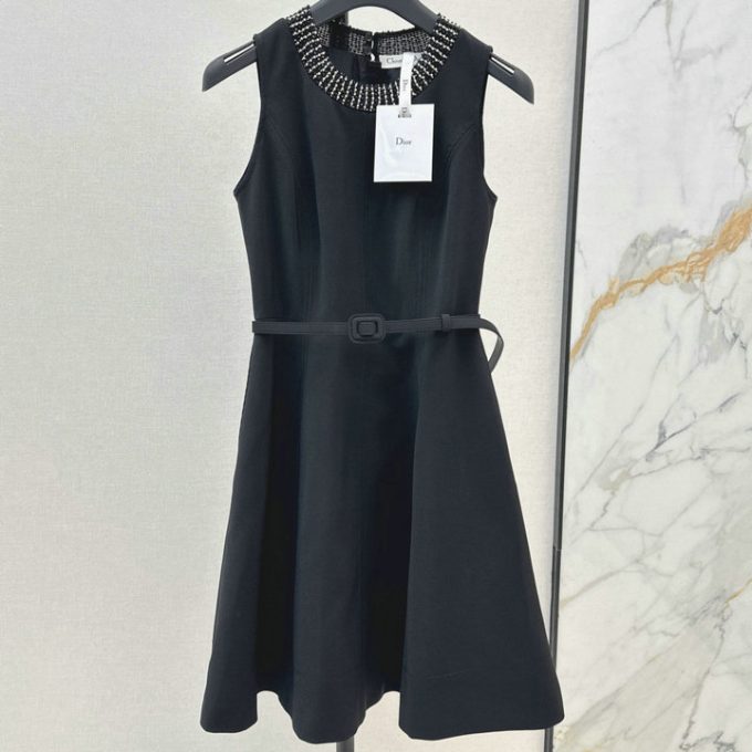 クリスチャンディオール ショートドレス 2025年新作 CHRISTIAN DIOR ノースリーブ クルーネック ワンピース - 画像 (2)