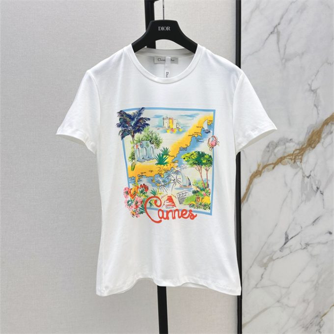 クリスチャンディオール Tシャツ 2025年 DIOR ショートスリーブ コットンジャージー 半袖 クルーネック レディース