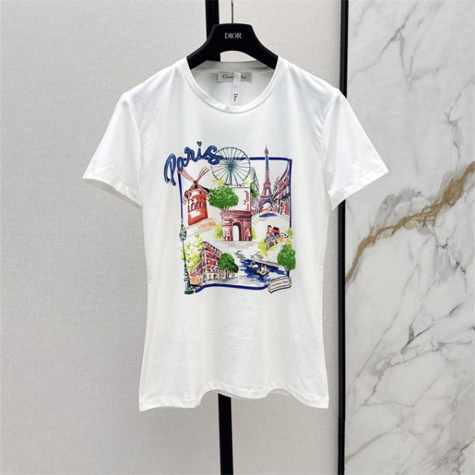 クリスチャンディオール Tシャツ 2025年 DIOR ショートスリーブ コットンジャージー 半袖 クルーネック レディース
