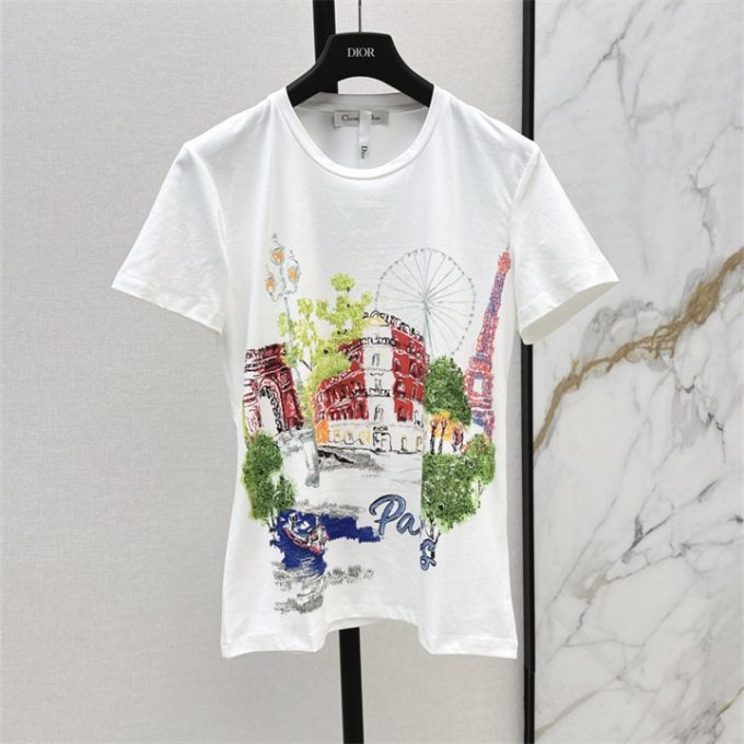 クリスチャンディオール Tシャツ 2025年 DIOR ショートスリーブ コットンジャージー 半袖 クルーネック レディース