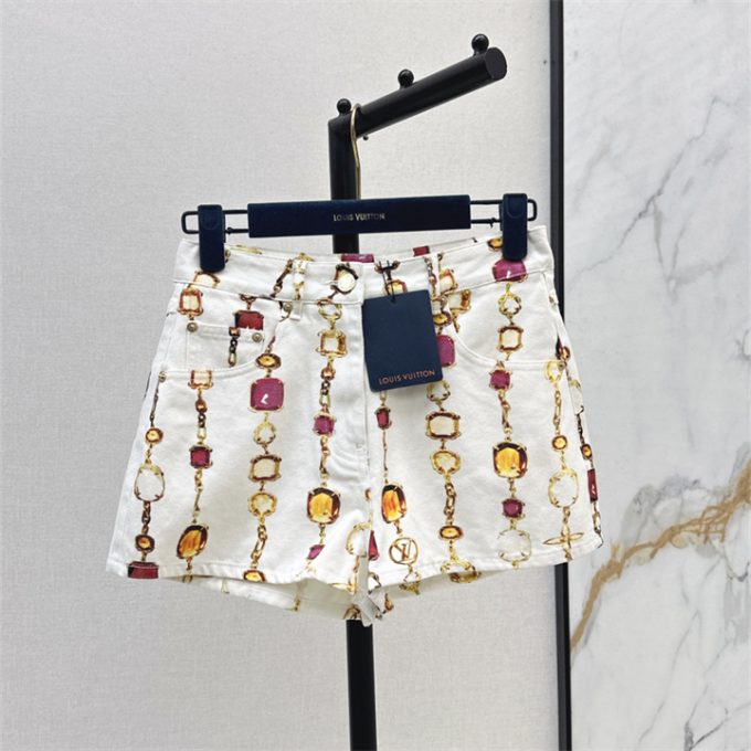 ルイヴィトン LOUISVUITTON 2025年 ネックレス プリント ショートパンツ ハイウェスト レディース
