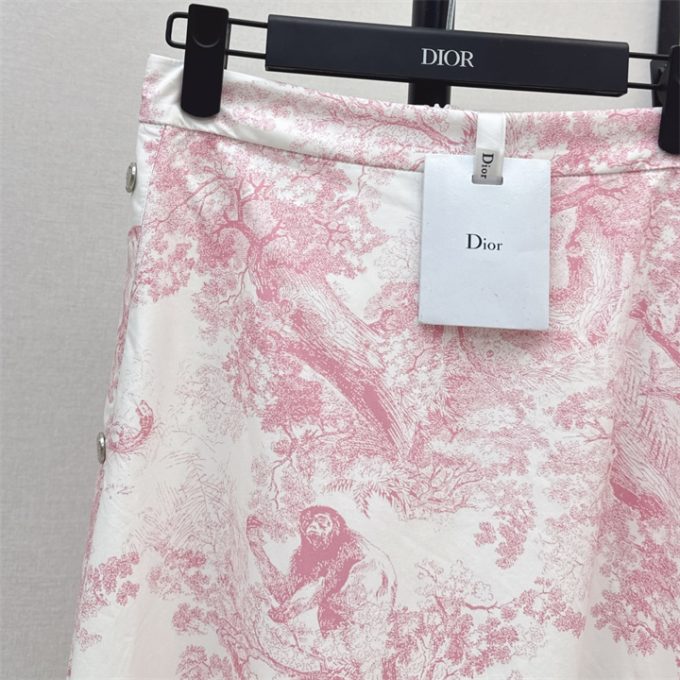 クリスチャンディオール 2025年 ディオリビエラ フレア ミディアム スカート DIOR トワル ドゥ ジュイ ソヴァージュ コットン レディース - 画像 (11)