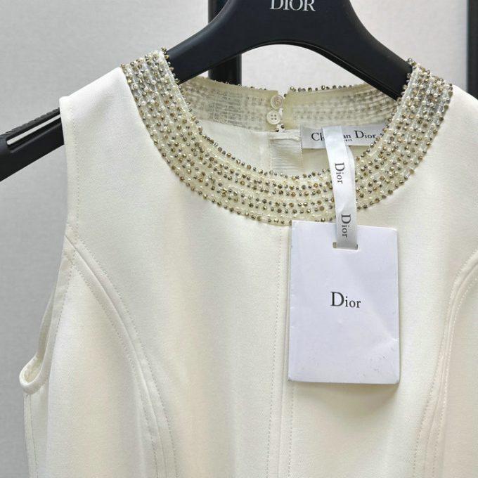 クリスチャンディオール ショートドレス 2025年新作 CHRISTIAN DIOR ノースリーブ クルーネック ワンピース - 画像 (10)
