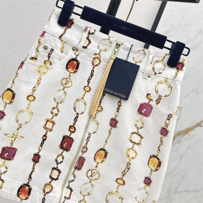 ルイヴィトン LOUISVUITTON 2025年 ネックレス プリント ミニスカート ハイウェスト コットン レディース - 画像 (3)