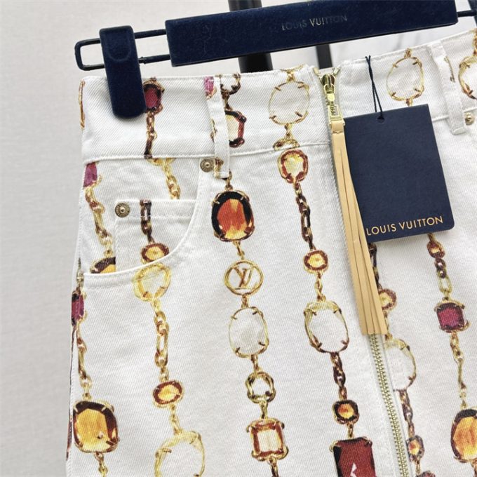 ルイヴィトン LOUISVUITTON 2025年 ネックレス プリント ミニスカート ハイウェスト コットン レディース - 画像 (5)