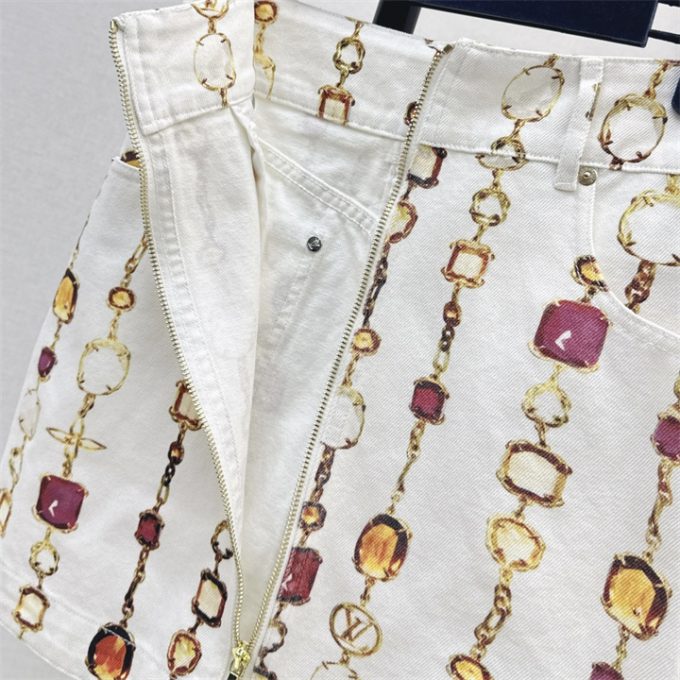 ルイヴィトン LOUISVUITTON 2025年 ネックレス プリント ミニスカート ハイウェスト コットン レディース - 画像 (7)