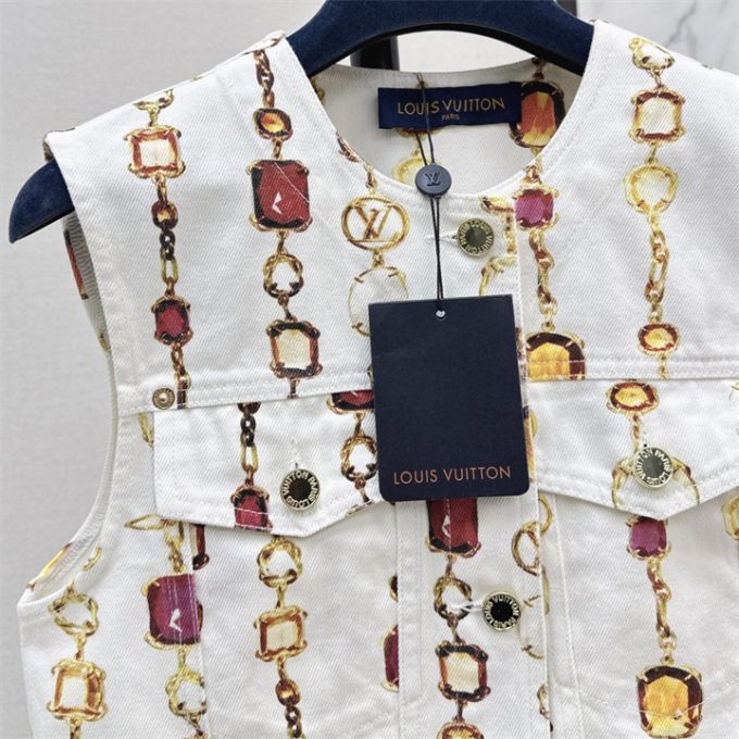 ルイヴィトン ベストジャケット 2025年 LOUISVUITTON ネックレス プリント ベスト ノースリーブ アウターコットン レディース - 画像 (7)