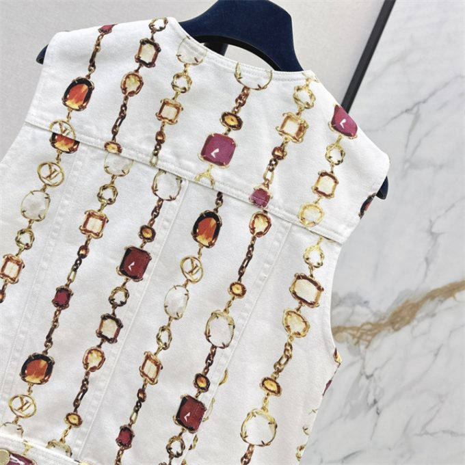 ルイヴィトン ベストジャケット 2025年 LOUISVUITTON ネックレス プリント ベスト ノースリーブ アウターコットン レディース - 画像 (6)