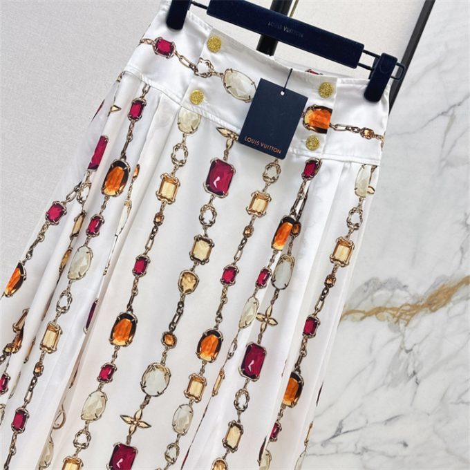 ルイヴィトン LOUISVUITTON 2025年 ネックレス プリント ミディスカート シルク レディース - 画像 (3)