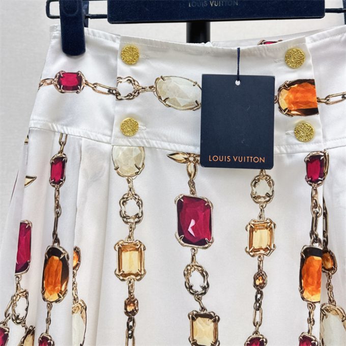 ルイヴィトン LOUISVUITTON 2025年 ネックレス プリント ミディスカート シルク レディース - 画像 (4)