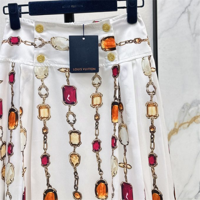 ルイヴィトン LOUISVUITTON 2025年 ネックレス プリント ミディスカート シルク レディース - 画像 (7)