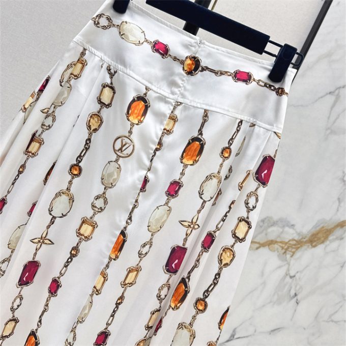ルイヴィトン LOUISVUITTON 2025年 ネックレス プリント ミディスカート シルク レディース - 画像 (8)