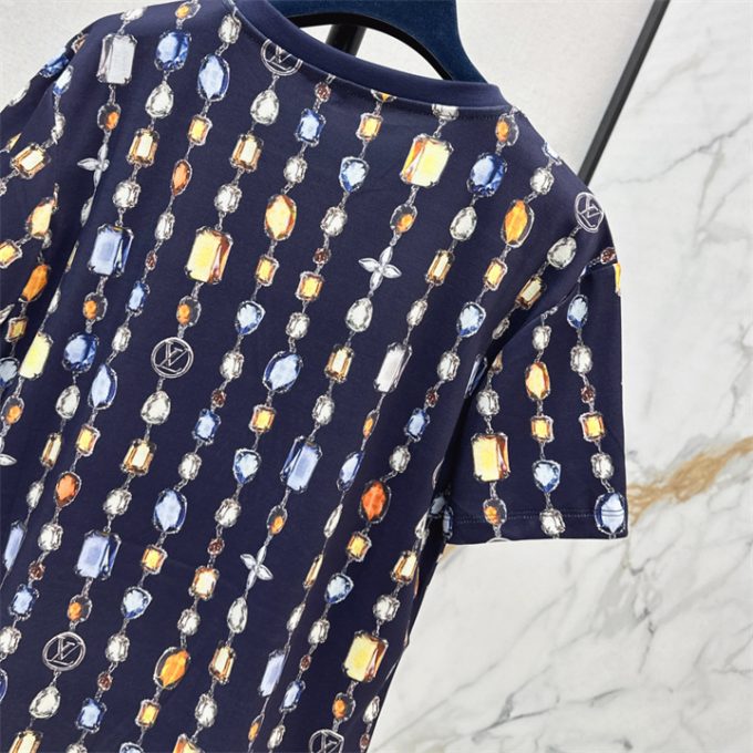 ルイヴィトン Tシャツ 2025年  LOUISVUITTON ネックレス プリント コットンジャージ ショートスリーブ クルーネック レディース - 画像 (11)