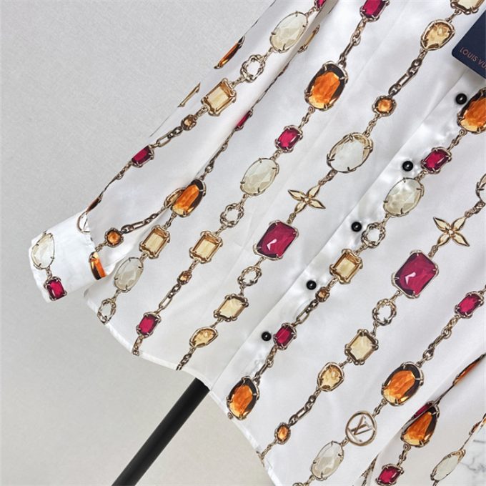 ルイヴィトン ブラウス 2025年 LOUISVUITTON ネックレス プリント シルクシャツ ロングスリーブ レディース - 画像 (5)