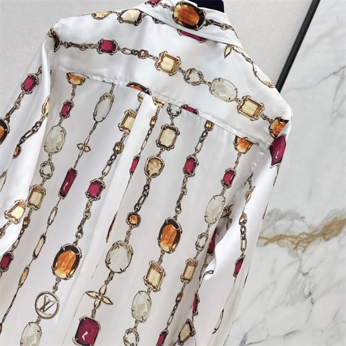 ルイヴィトン ブラウス 2025年 LOUISVUITTON ネックレス プリント シルクシャツ ロングスリーブ レディース - 画像 (7)