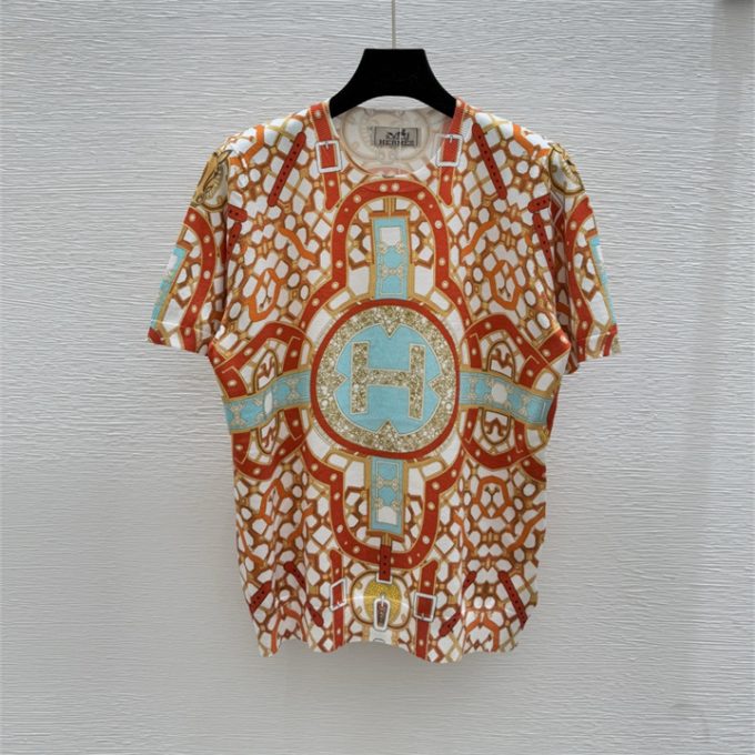エルメス Tシャツ 2025年 HERMES コットンジャージー ショートスリーブ クルーネック 半袖 レディース