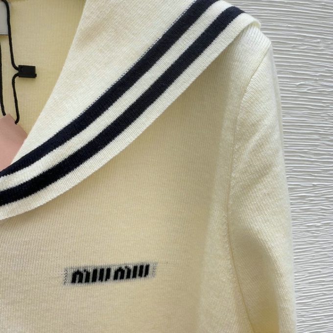 ミュウミュウ カーディガン 2025年 MIUMIU ニットジャケット 海軍カラー ロングスリーブ セーター - 画像 (6)