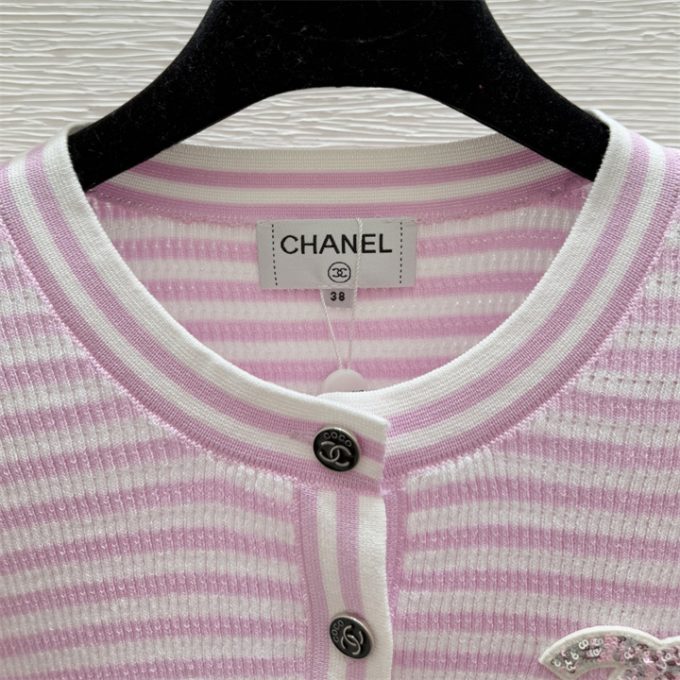 シャネル ニットシャツ 2025年 CHANEL ストライプ ショートスリーブ セーター レディース - 画像 (6)
