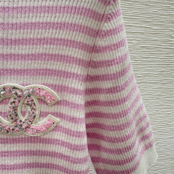 シャネル ニットシャツ 2025年 CHANEL ストライプ ショートスリーブ セーター レディース - 画像 (8)