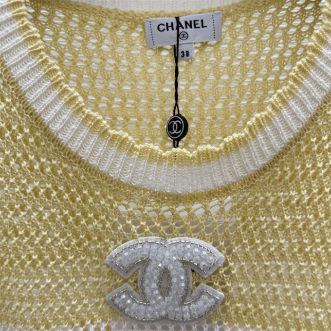 シャネル タンクトップ2025年 CHANEL ニットベスト セーター クルーネック ノースリーブ レディース - 画像 (6)