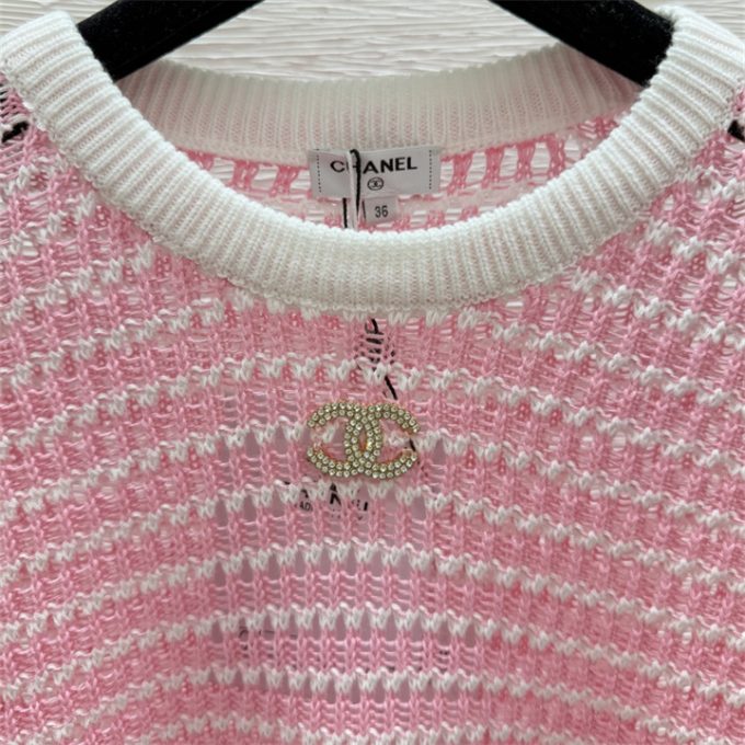 シャネル ニットシャツ 2025年 CHANEL ストライプ ショートスリーブ セーター レディース - 画像 (6)