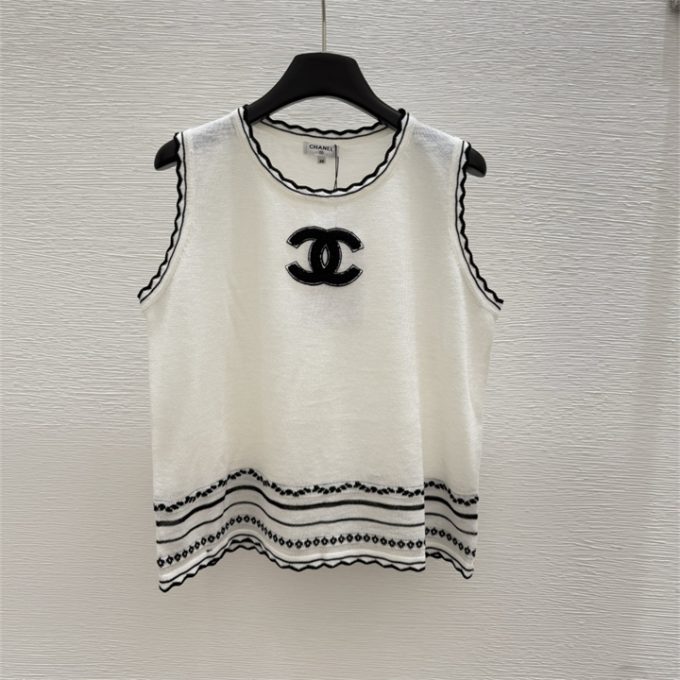 シャネルタンクトップ 2025年 CHANEL ニットベスト クルーネック ノースリーブ セーター カジュアル レディース - 画像 (4)
