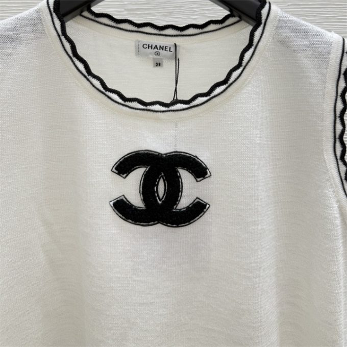シャネルタンクトップ 2025年 CHANEL ニットベスト クルーネック ノースリーブ セーター カジュアル レディース - 画像 (7)