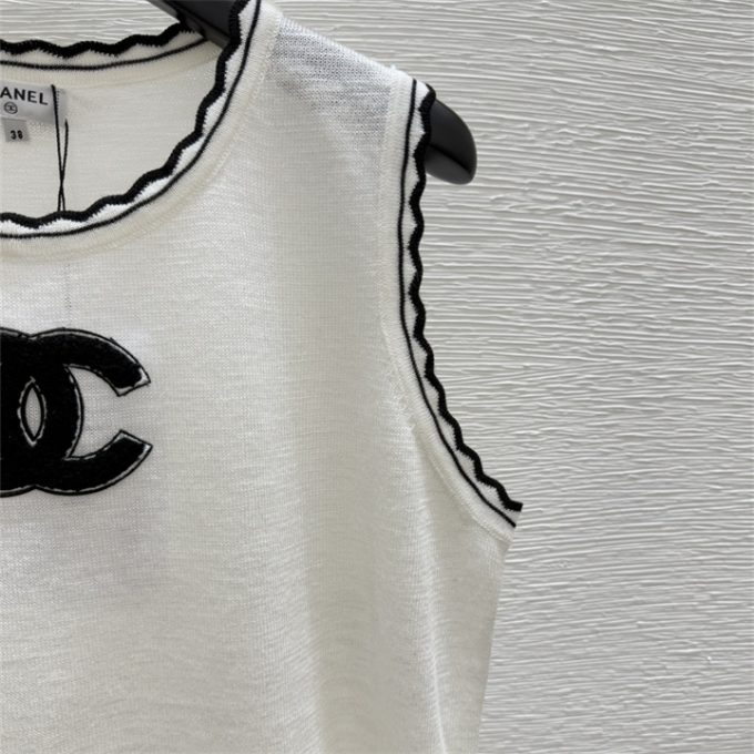 シャネルタンクトップ 2025年 CHANEL ニットベスト クルーネック ノースリーブ セーター カジュアル レディース - 画像 (8)