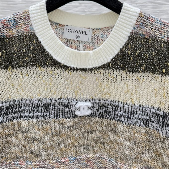 シャネル ニットシャツ 2025年 CHANEL ストライプ ショートスリーブ セーター レディース - 画像 (3)