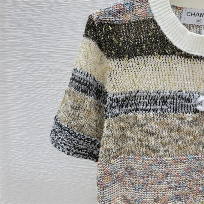 シャネル ニットシャツ 2025年 CHANEL ストライプ ショートスリーブ セーター レディース - 画像 (5)