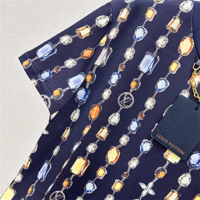 ルイヴィトン Tシャツ 2025年  LOUISVUITTON ネックレス プリント コットンジャージ ショートスリーブ クルーネック レディース - 画像 (12)