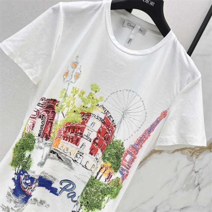 クリスチャンディオール Tシャツ 2025年 DIOR ショートスリーブ コットンジャージー 半袖 クルーネック レディース - 画像 (3)