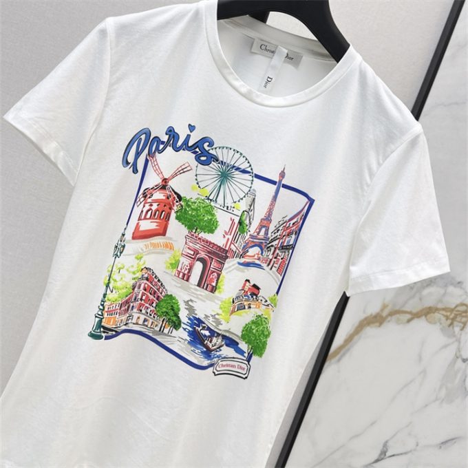 クリスチャンディオール Tシャツ 2025年 DIOR ショートスリーブ コットンジャージー 半袖 クルーネック レディース - 画像 (3)