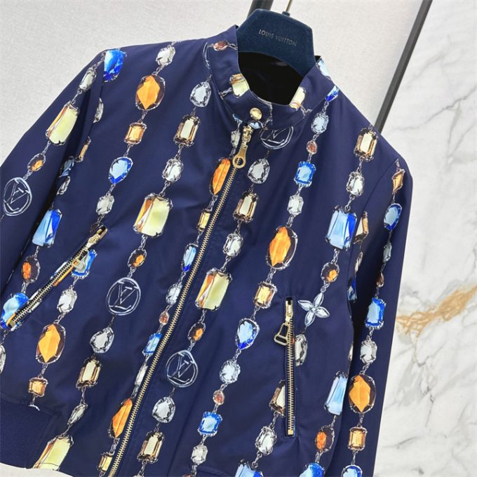 ルイヴィトン アウターコート 2025年 LOUISVUITTON ネックレス プリント リバーシブル ボンバージャケット ロングスリーブ レディース - 画像 (3)