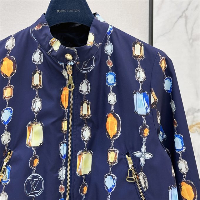 ルイヴィトン アウターコート 2025年 LOUISVUITTON ネックレス プリント リバーシブル ボンバージャケット ロングスリーブ レディース - 画像 (4)