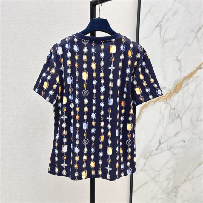 ルイヴィトン Tシャツ 2025年  LOUISVUITTON ネックレス プリント コットンジャージ ショートスリーブ クルーネック レディース - 画像 (8)