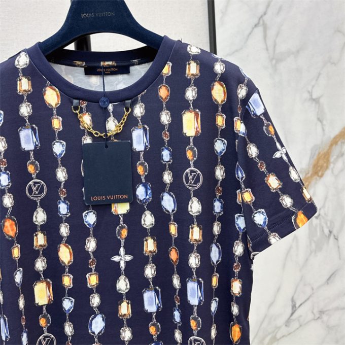 ルイヴィトン Tシャツ 2025年  LOUISVUITTON ネックレス プリント コットンジャージ ショートスリーブ クルーネック レディース - 画像 (9)