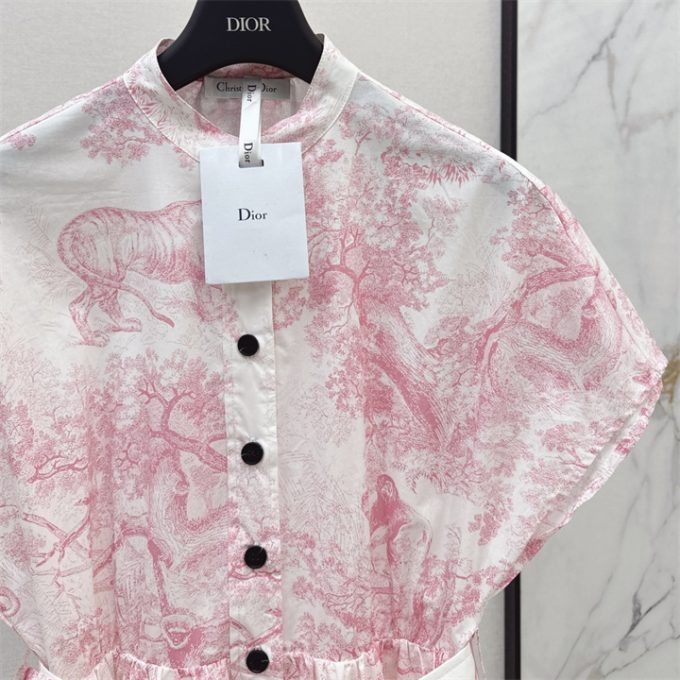 クリスチャンディオール ワンピース DIOR 2025年 レディース ディオリビエラ ショート シャツドレス トワル ドゥ ジュイ ソヴァージュ コットン 半袖 - 画像 (10)