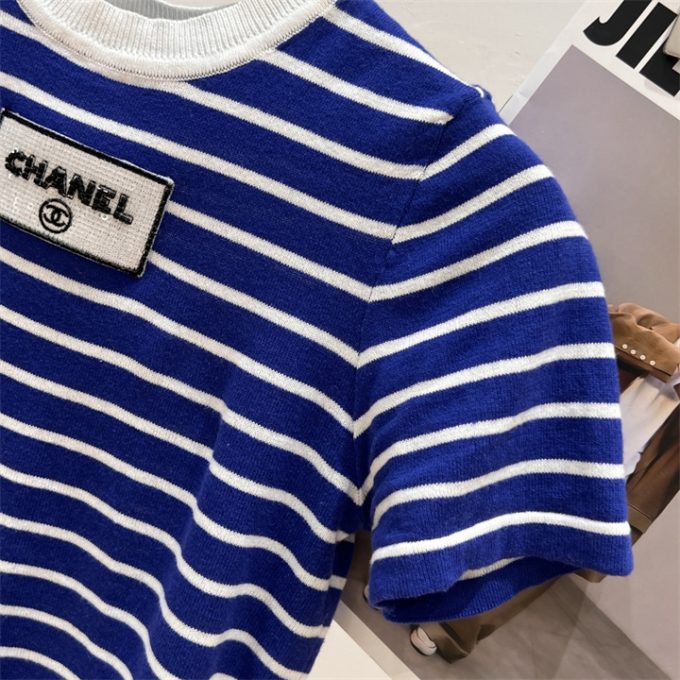 シャネル  ストライプ ニットシャツ 2025年 CHANEL ショートスリーブ セーター レディース - 画像 (3)