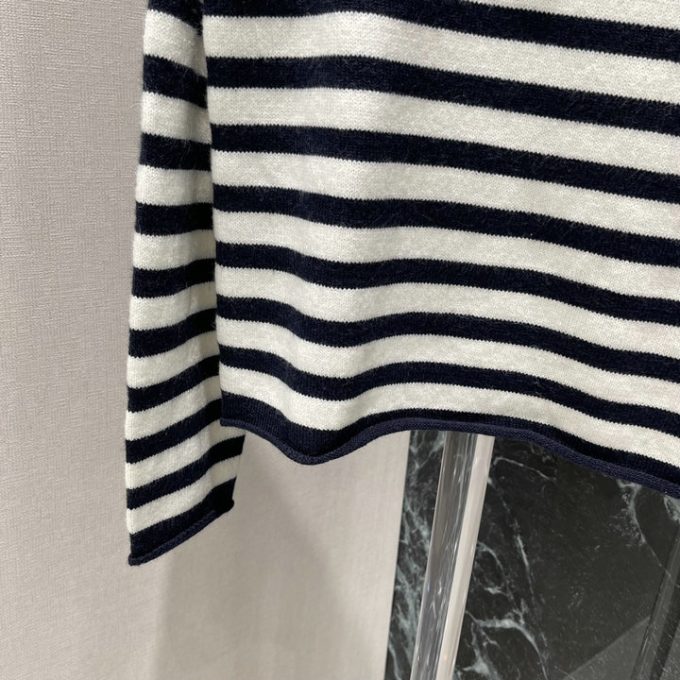 クリスチャンディオール DIOR 2025年 ストライプ セーター ロングスリーブ ウールニット シンプル おしゃれ レディース - 画像 (4)