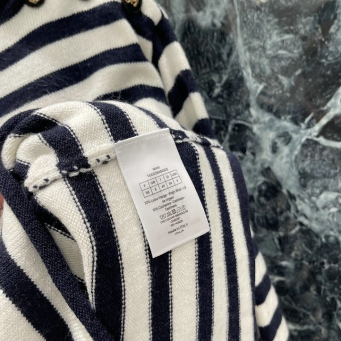 クリスチャンディオール DIOR 2025年 ストライプ セーター ロングスリーブ ウールニット シンプル おしゃれ レディース - 画像 (6)