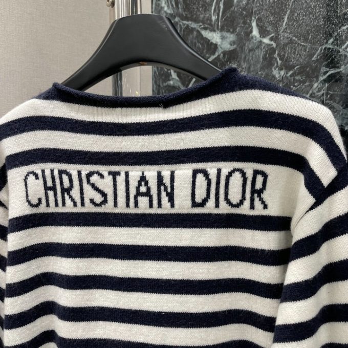 クリスチャンディオール DIOR 2025年 ストライプ セーター ロングスリーブ ウールニット シンプル おしゃれ レディース - 画像 (7)