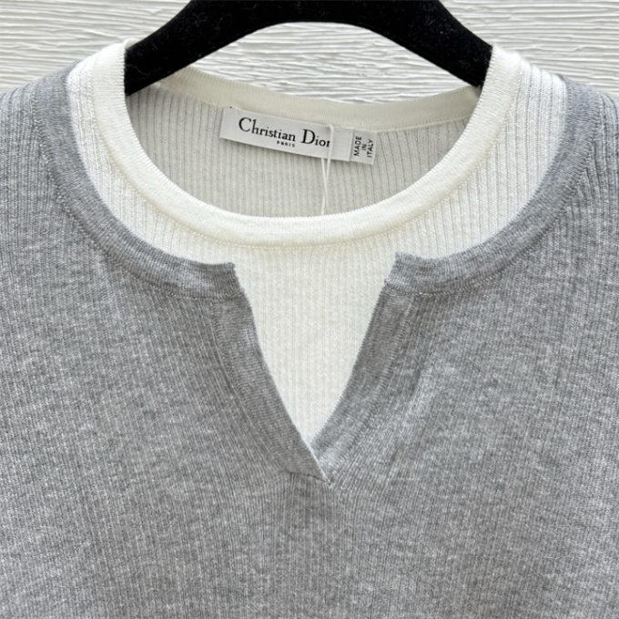 クリスチャンディオール DIOR 2025年 フェイクレイヤード ニットセーター ロングスリーブ カシミヤ シンプル おしゃれ レディース - 画像 (3)
