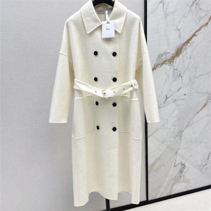 クリスチャンディオール レディース コート 2025年 DIORダブルフェース カシミヤ ロングコート ロングスリーブ ベルト付き レディース - 画像 (2)
