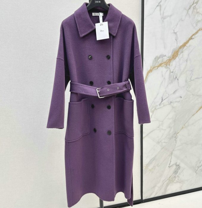クリスチャンディオール レディース コート 2025年 DIORダブルフェース カシミヤ ロングコート ロングスリーブ ベルト付き レディース - 画像 (7)