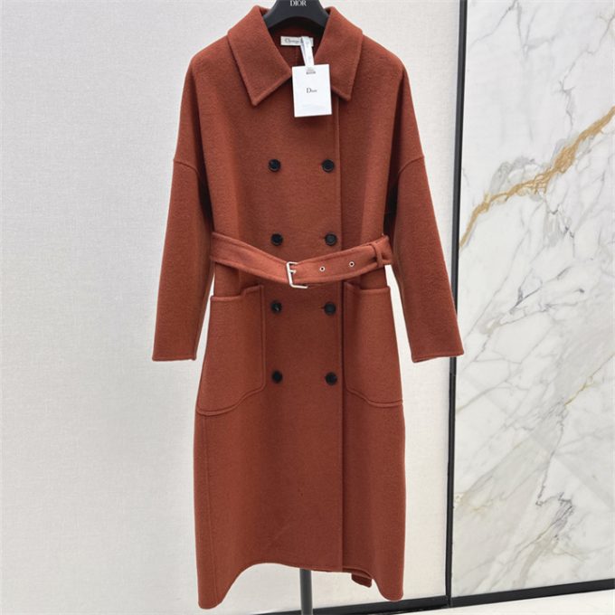 クリスチャンディオール レディース コート 2025年 DIORダブルフェース カシミヤ ロングコート ロングスリーブ ベルト付き レディース - 画像 (10)