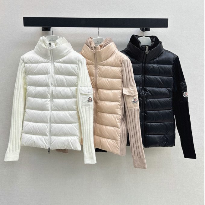 モンクレール ロングスリーブ ダウン 2025年 MONCLER ニット ジップジャケット アウターコート レディース
