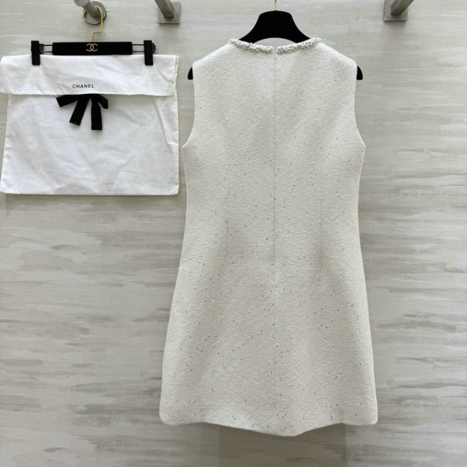 シャネル ショートドレス 2025年新作 CHANEL ツイード ワンピース ノースリーブ おしゃれ レディース - 画像 (2)