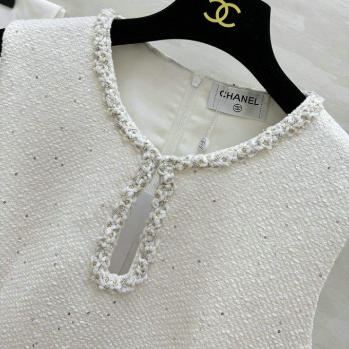 シャネル ショートドレス 2025年新作 CHANEL ツイード ワンピース ノースリーブ おしゃれ レディース - 画像 (5)