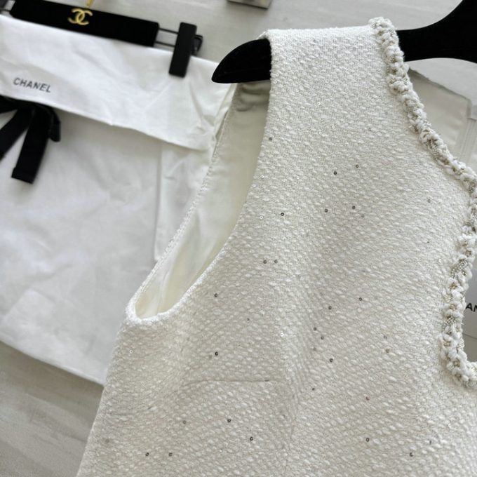 シャネル ショートドレス 2025年新作 CHANEL ツイード ワンピース ノースリーブ おしゃれ レディース - 画像 (6)